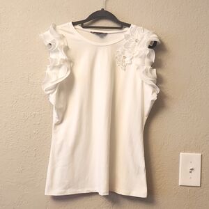 White Ruffled Tank Top
